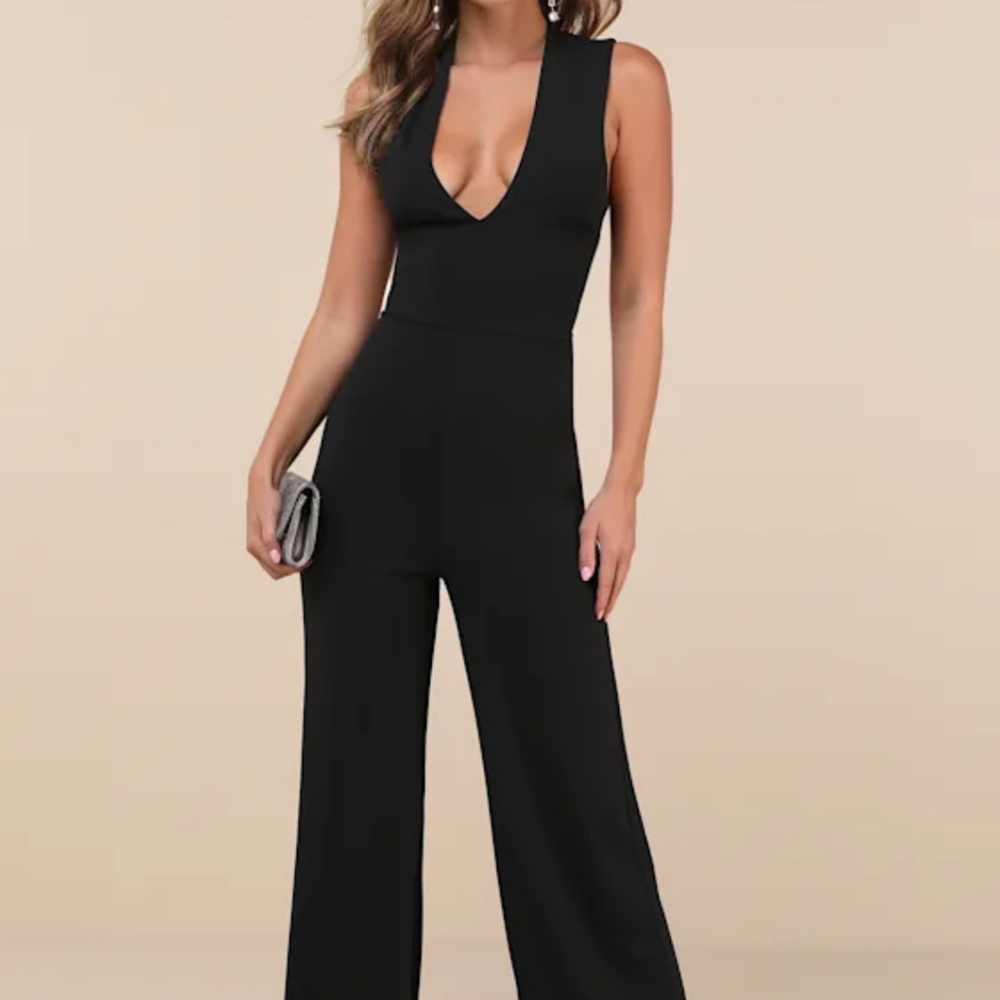 Lulus Thinking Out Loud Black Backless Jumpsuit - Size L